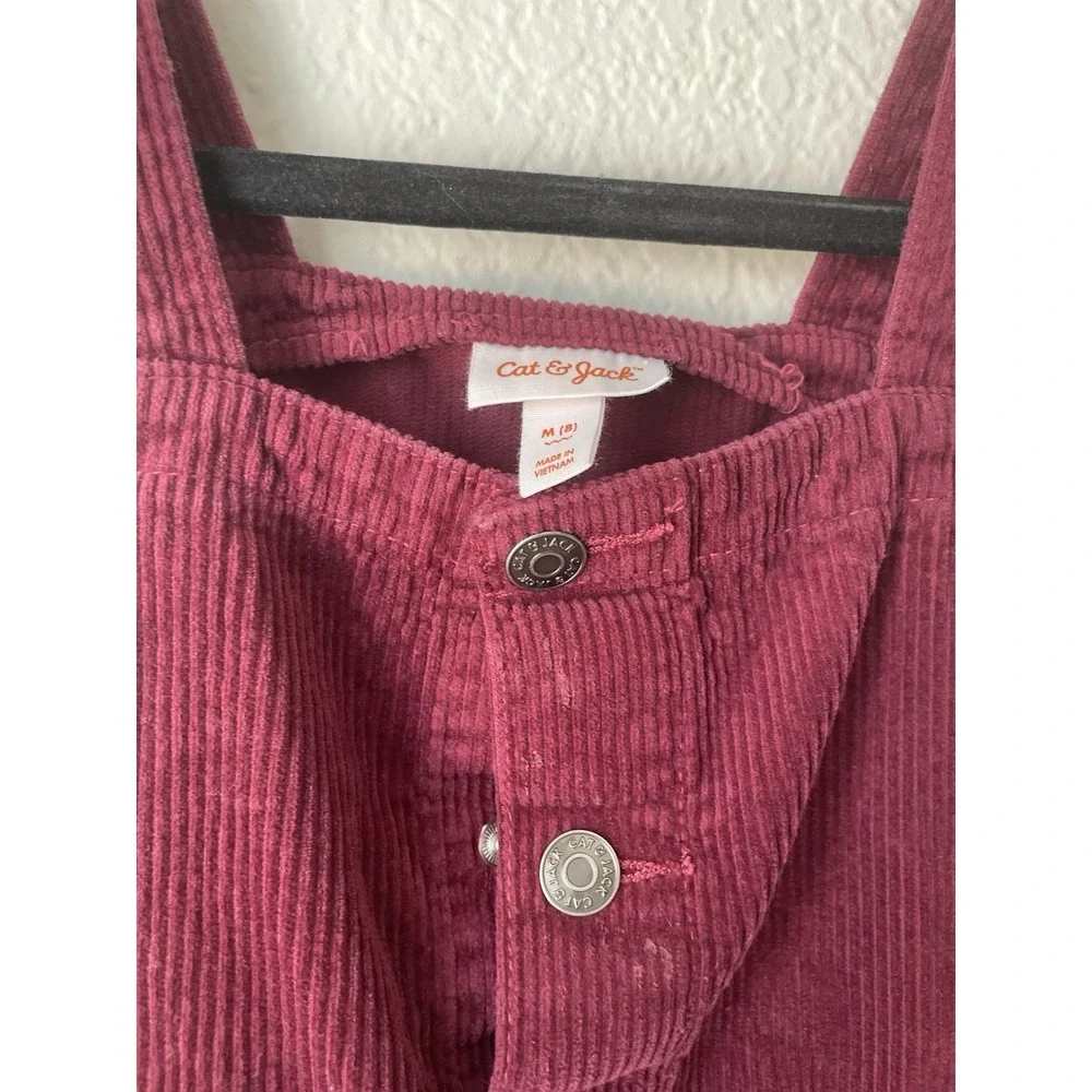 Cat & Jack Burgundy Button-down Corduroy Jumper dress sz 8 Valentine's Day